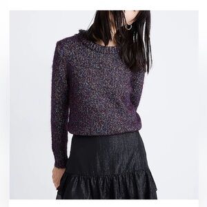Madewell Purple Multicolor Crew Neck Sweater